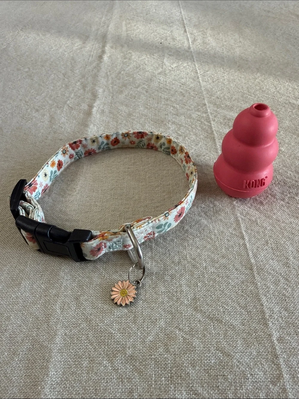Floral Puppy Collar XS & Pink KONG Puppy Toy Bundle